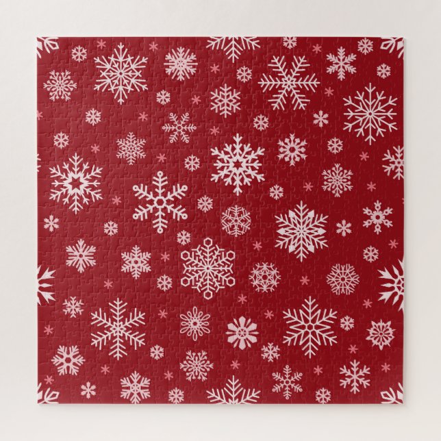 Snowflakes, red decor, Christmas pattern. Jigsaw Puzzle (Vertical)