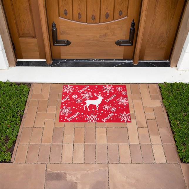 Snowflakes red  doormat (Outdoor)