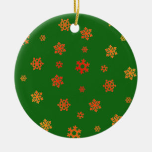 Snowflakes (Red & Gold) [Christmas Pattern] Ceramic Tree Decoration