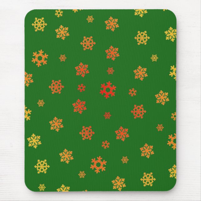 Snowflakes (Red & Gold) [Christmas Pattern] Mouse Mat (Front)