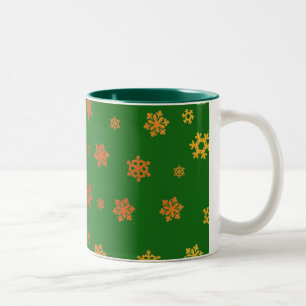 Snowflakes (Red & Gold) [Christmas Pattern] Two-Tone Coffee Mug
