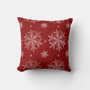 Snowflakes Red Holiday Christmas   Cushion