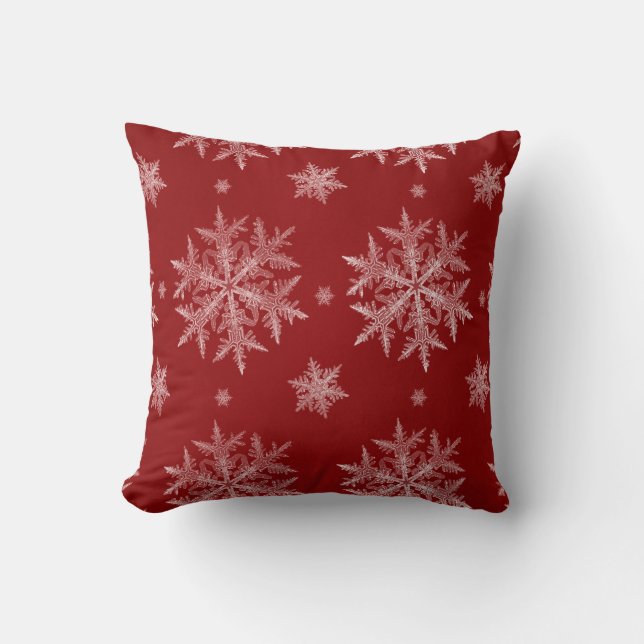 Snowflakes Red Holiday Christmas   Cushion (Front)