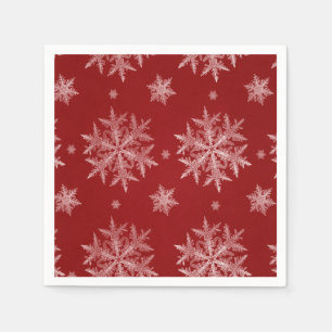 Snowflakes Red Holiday Christmas Napkin