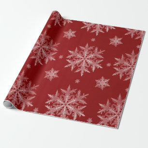 Snowflakes Red Holiday Christmas  Wrapping Paper