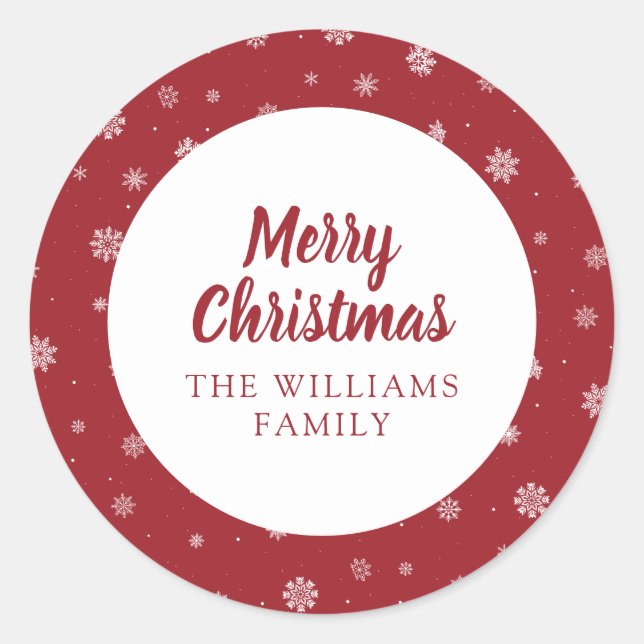 Snowflakes Red Holiday Sticker (Front)