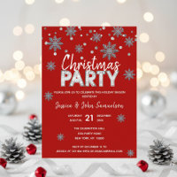 Snowflakes RED Silver Holiday CHRISTMAS PARTY