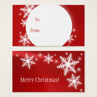 Snowflakes Red White Christmas Gift Tag