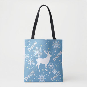 Snowflakes reindeer tote bag