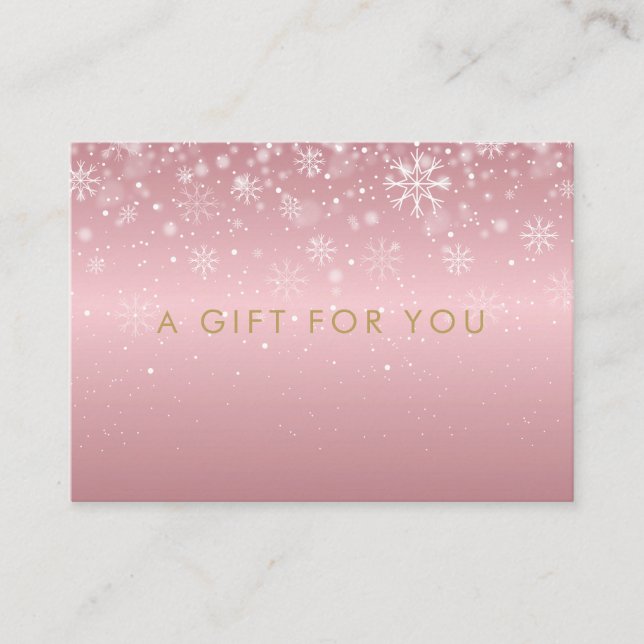 Snowflakes Rose Gold Holiday Gift Certificate (Front)