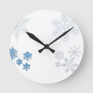 Snowflakes Round Clock