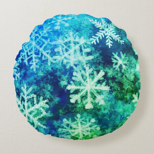 Snowflakes  round cushion (Front)