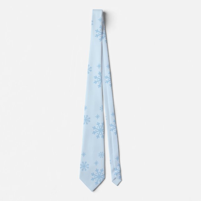 Snowflakes Seamless Light Blue Pattern Tie (Front)