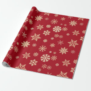 Snowflakes Seamless Pattern Dark Red Christmas Wrapping Paper