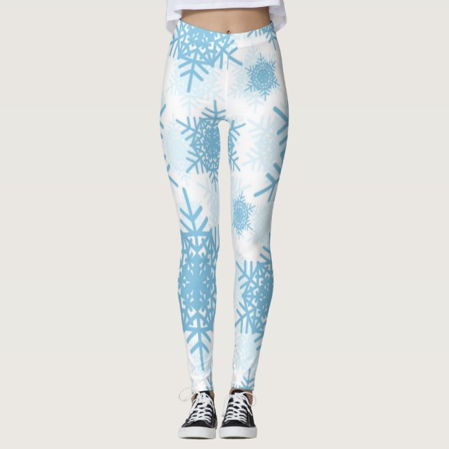 Snowflakes Seamless Pattern Leggings (Front)