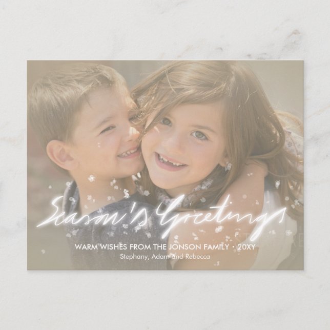 Snowflakes Seasons Greetings Photo Effect Postcard (Front)