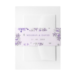 Snowflakes Silver Purple Christmas Winter Wedding Invitation Belly Band