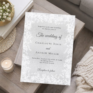 Snowflakes silver winter wedding invitation