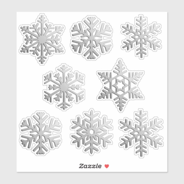 Snowflakes / Snow Flakes in a faux silver finish (Sheet)