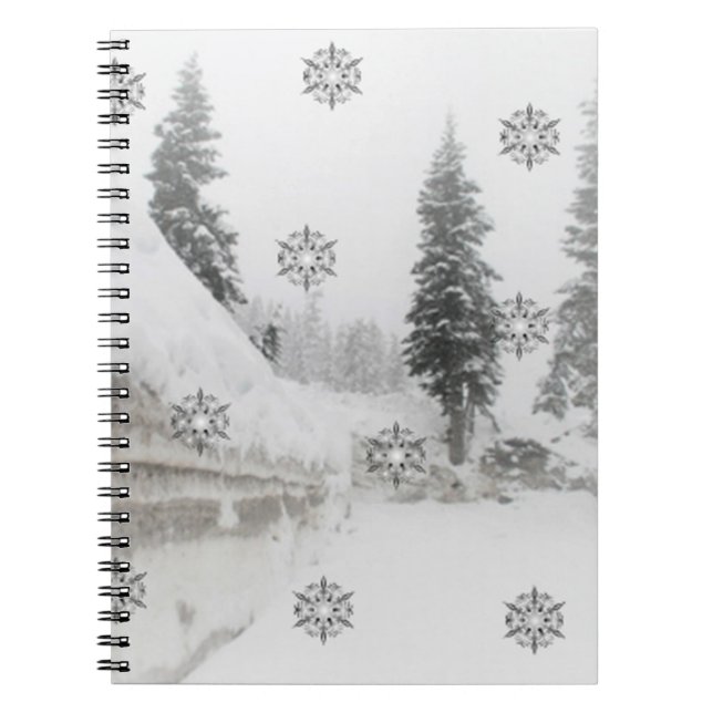 Snowflakes snowfall winter christmas notebook (Front)