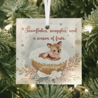 Snowflakes, Snuggles & A Season of Firsts Glass Tree Decoration