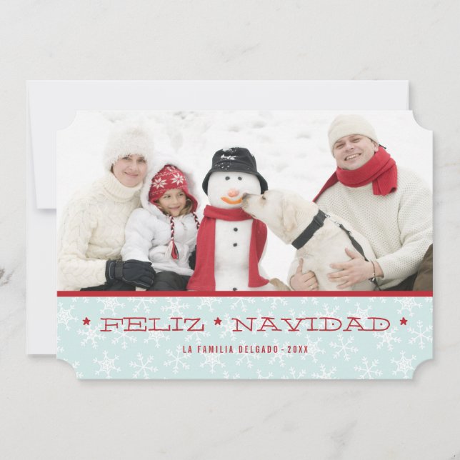 Snowflakes | Spanish Holiday Photo Card (Front)