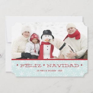 Snowflakes Spanish Holiday Photo Card