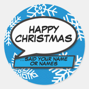 Snowflakes Speech Bubble Fun Retro Comic Book Classic Round Sticker