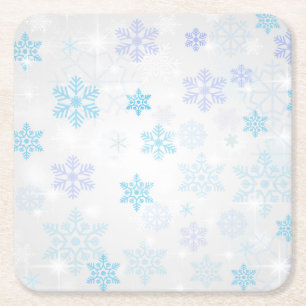 Snowflakes Square Paper Coaster