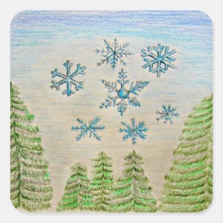 snowflakes square sticker