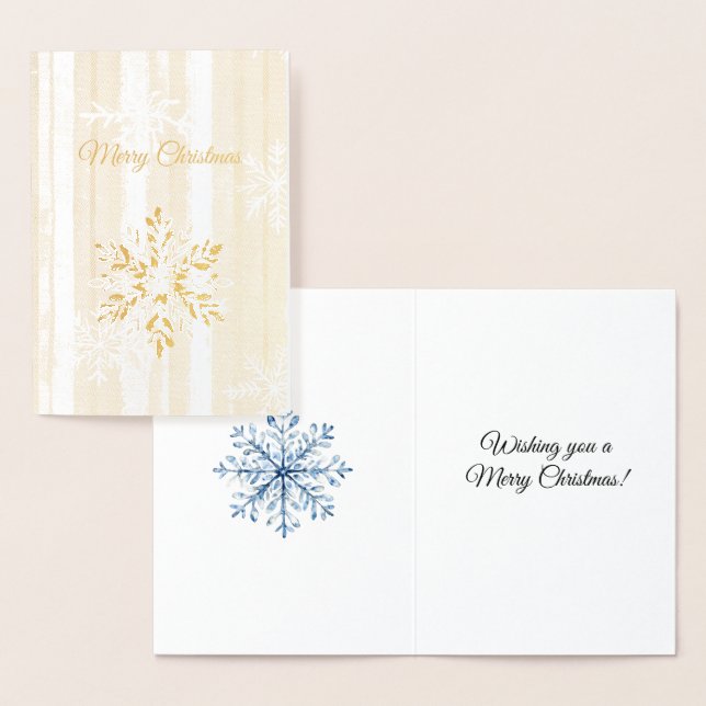Snowflakes Stripes Christmas Foil Card (Display)