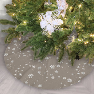 Snowflakes Stylish and Modern Christmas Holiday Brushed Polyester Tree Skirt