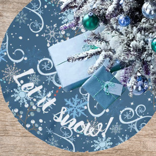 Snowflakes Swirls And Sparkles Brushed Polyester Tree Skirt