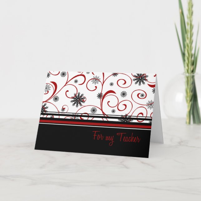 Snowflakes Teacher Happy Holidays Card (Front)