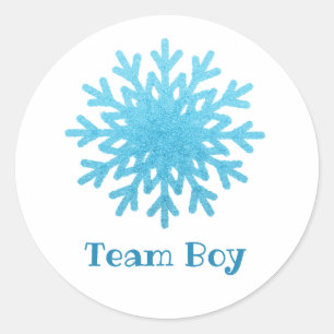 Snowflakes TEAM BOY Gender Reveal Game Labels