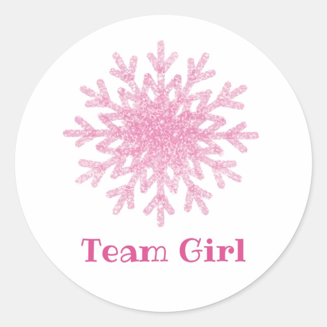 Snowflakes TEAM GIRL Gender Reveal Game Labels (Front)