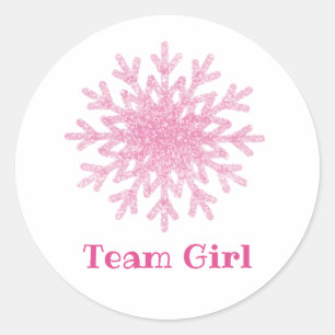 Snowflakes TEAM GIRL Gender Reveal Game Labels