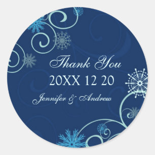 Snowflakes Thank You Winter Wedding Stickers
