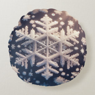 Snowflakes / Thick Crystals / Rays Round Cushion