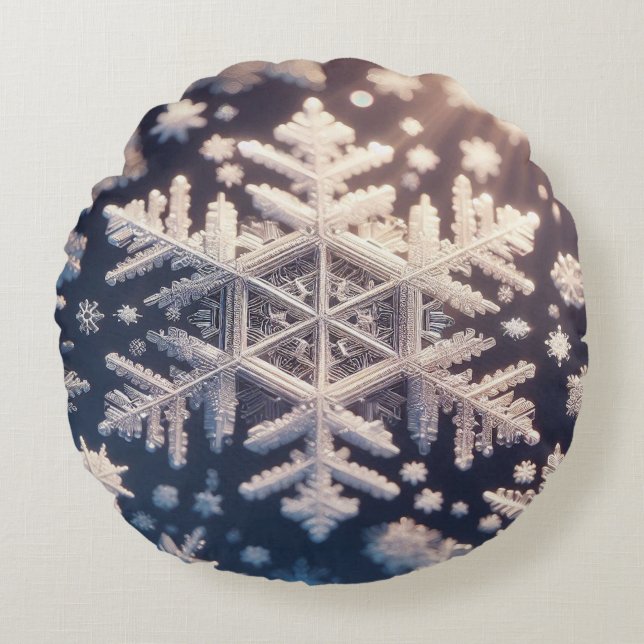 Snowflakes / Thick Crystals / Rays Round Cushion (Front)