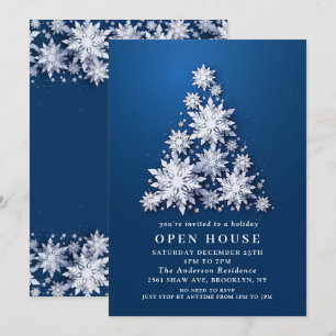 Snowflakes Tree CHRISTMAS HOLIDAY OPEN HOUSE Invitation
