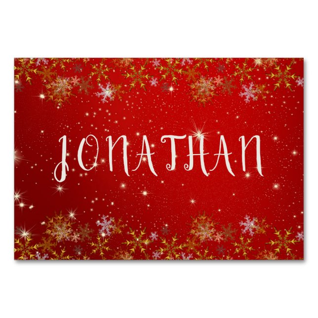 Snowflakes Twinkling Stars Christmas Place Cards (Front)