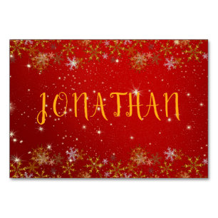 Snowflakes Twinkling Stars Christmas Place Cards