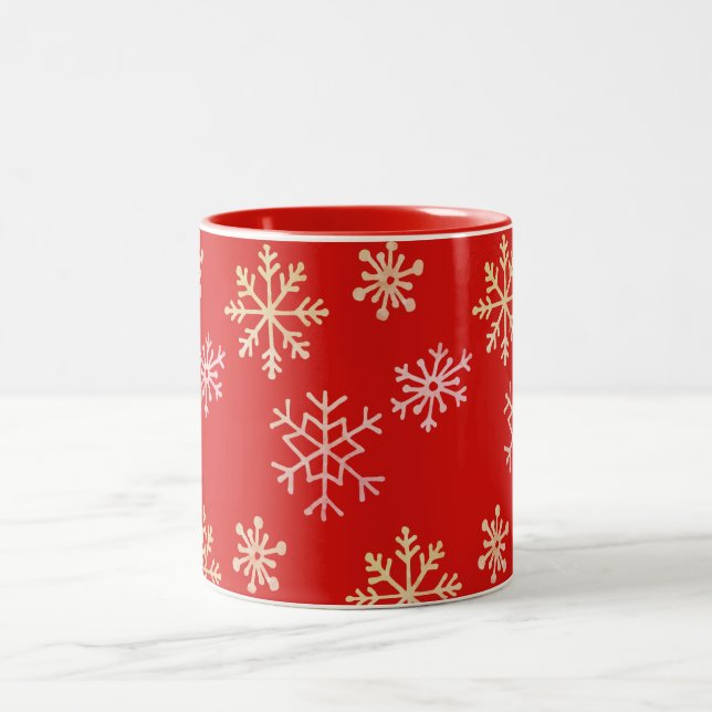 Snowflakes Two-Tone Coffee Mug (Center)