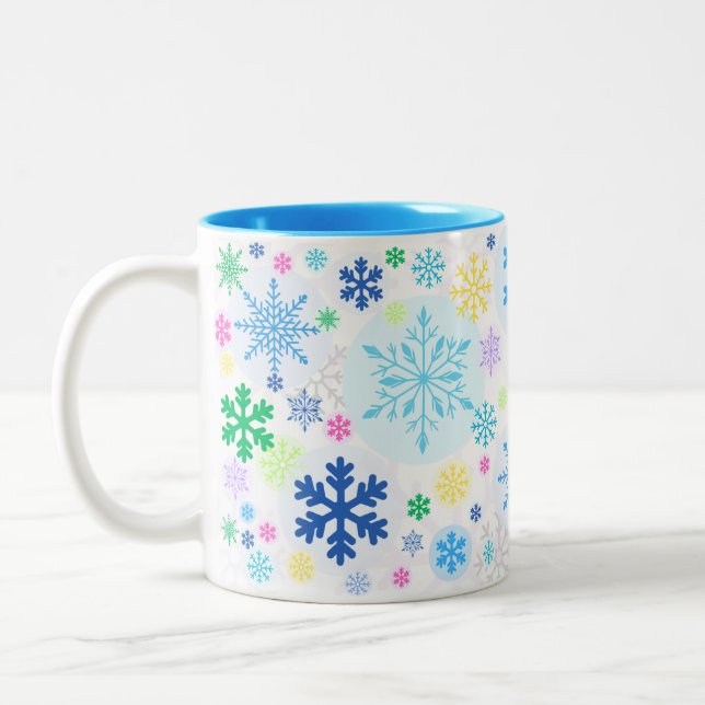 Snowflakes Two-Tone Coffee Mug (Left)