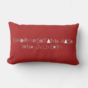 Snowflakes Typography Christmas in July Lumbar Cushion