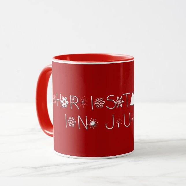 Snowflakes Typography Christmas in July Mug (Front Left)