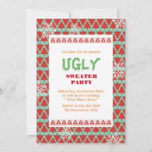 Snowflakes Ugly Sweater Christmas Party Invitation