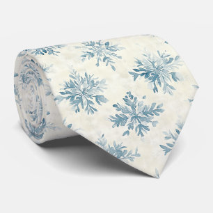 Snowflakes Watercolor Blue Tie
