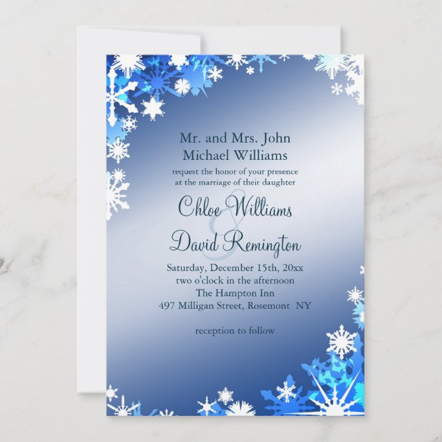 Snowflakes Wedding Invitation 2 (Front)